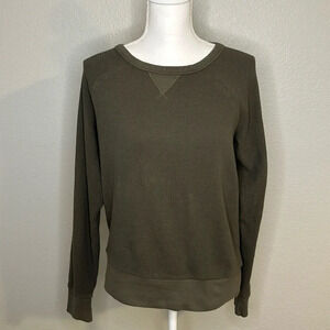 Pact thick waffle olive green womens pullover size M